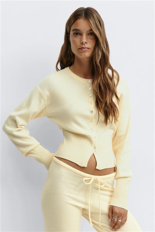 Gina Tricot - Knitted loungewear cardigan - Cardigans - Gul - S - Dame