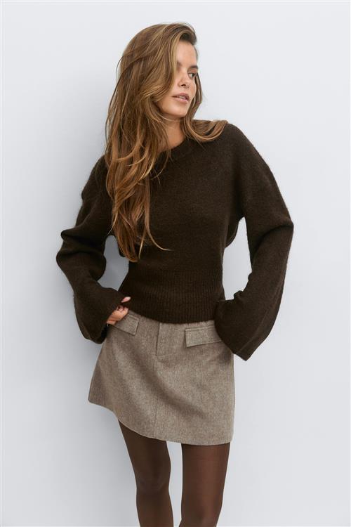 Gina Tricot - Wide sleeve knitted sweater - Trøjer - Beige - L - Dame