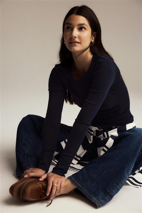 Gina Tricot - Tight fit long sleeve top - Langærmede toppe - Blå - XS - Dame