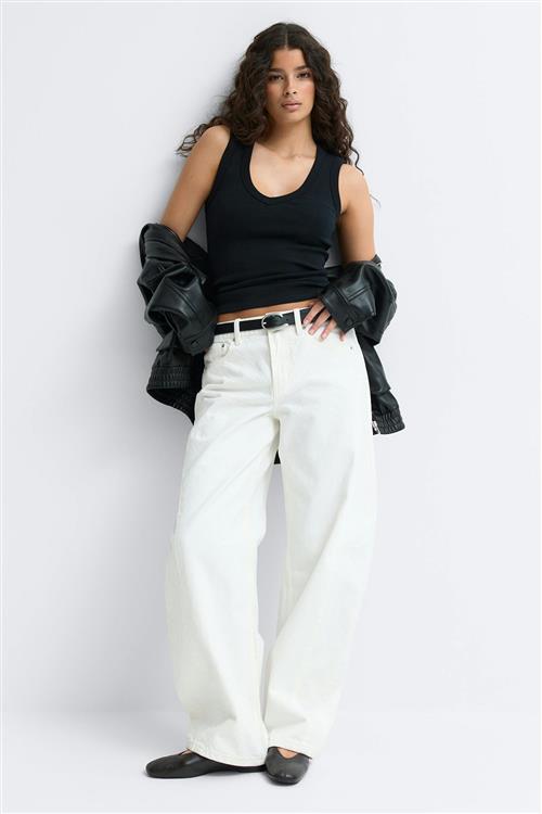 Gina Tricot - Tight v-neck rib tank - Toppe uden ærmer - Sort - S - Dame