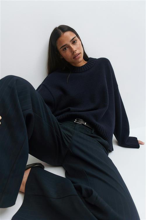 Gina Tricot - Crew neck knitted sweater - Striktrøjer - Blå - S - Dame