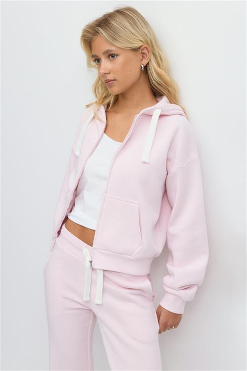 Gina Tricot - 14+ zip hoodie - homewear - Lyserød - L - Dame