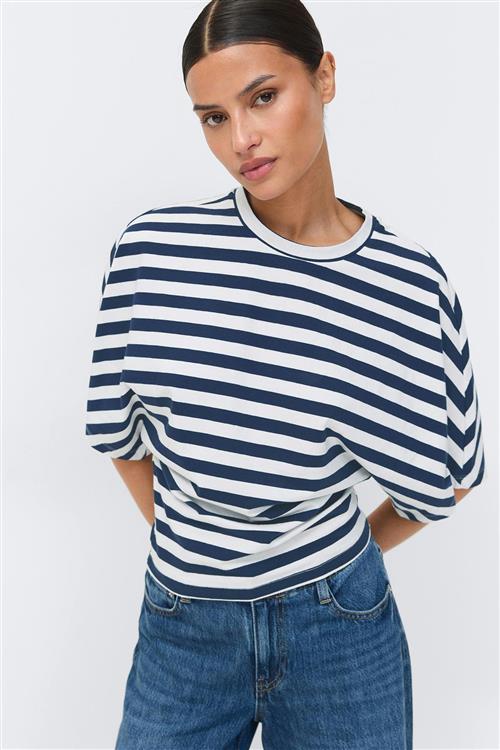 Gina Tricot - Fitted top - t-shirts - Blå - M - Dame