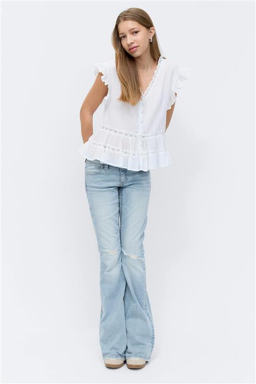 Gina Tricot - Y sparkle low flare jeans - low waist jeans - Blå - 146 - Pige