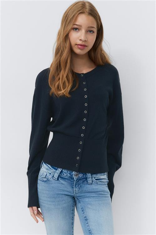 Gina Tricot - Y shaped knitted cardigan - striktrøjer til piger 9–14 år - Blå - 146/152 - Pige