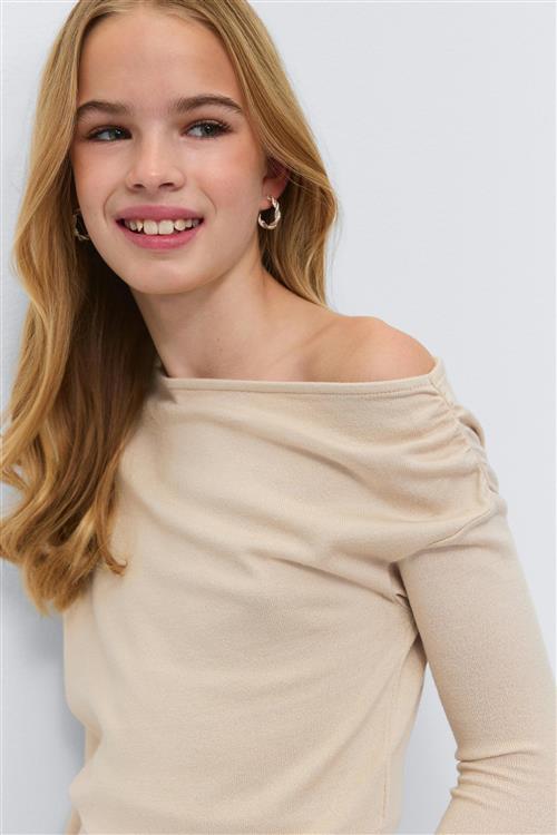 Gina Tricot - Y long sleeve top - Toppe - Beige - 134/140 - Pige