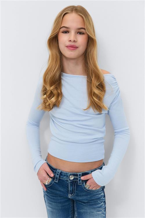 Gina Tricot - Y long sleeve top - Toppe til piger 9–14 år - Blå - 158/164 - Pige
