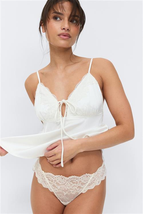 Gina Tricot - 3-pack scallop lace thong - trusser-3-pak - Sort - XL - Dame