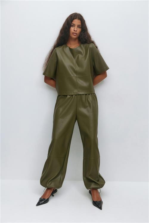 Gina Tricot - Pu balloon trousers - ballonbukser - Grøn - S - Dame