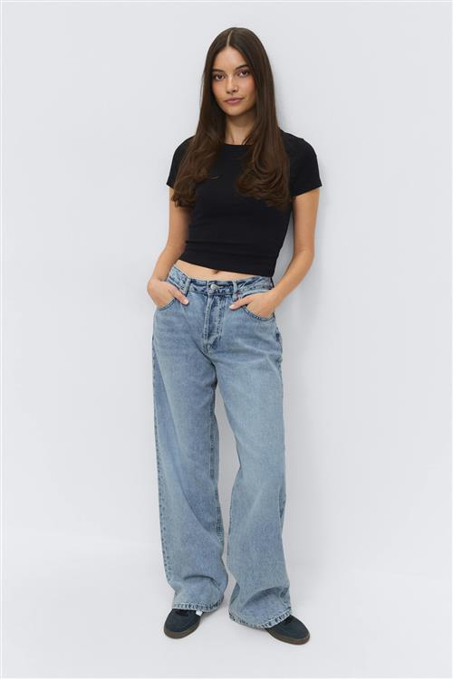 Gina Tricot - Boyfriend jeans - Low waist jeans - Blå - 32 - Dame