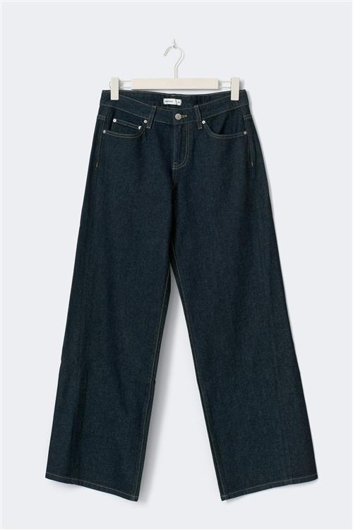 Gina Tricot - Low wide petite jeans - Low waist jeans - Blå - 38 - Dame