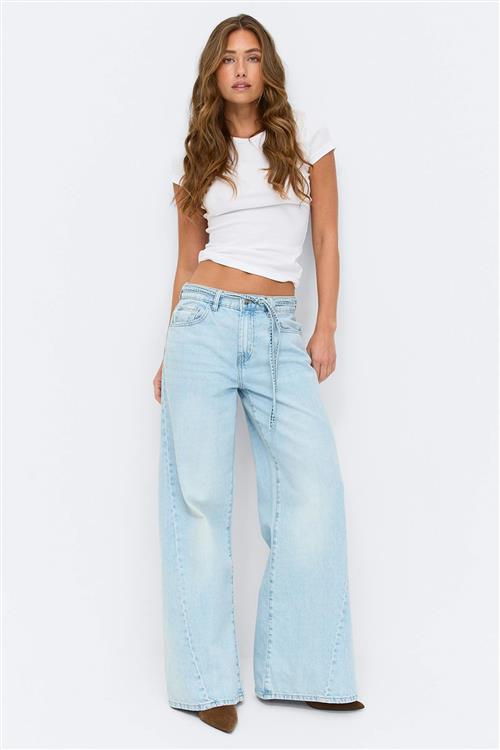 Gina Tricot - Twisted wide jeans - wide jeans - Blå - 42 - Dame