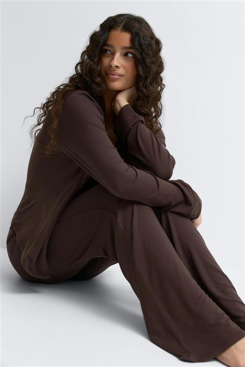 Gina Tricot - Low waist loungewear trousers - lavtaljede bukser - Brun - L - Dame