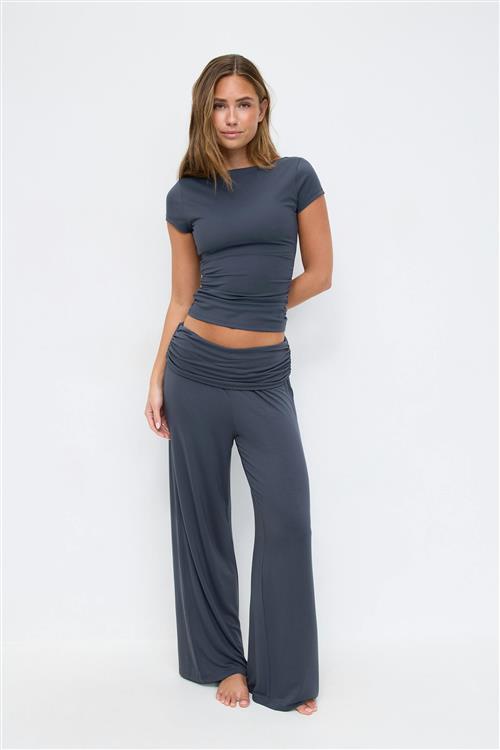Gina Tricot - Folded wide yoga trousers - yoga pants - Blå - M - Dame