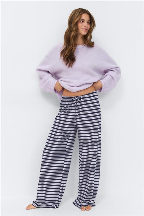 Gina Tricot - Striped soft trousers - stribede bukser - Lilla - L - Dame