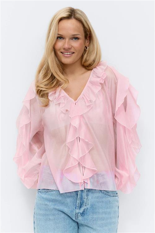 Gina Tricot - Frill blouse - Bluser - Lyserød - S - Dame