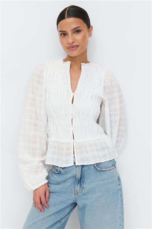 Gina Tricot - Smock blouse - Bluser - Hvid - XS - Dame