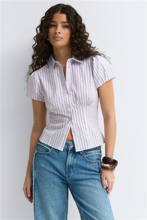 Gina Tricot - Puff sleeve shirt - Skjorter - Lilla - M - Dame