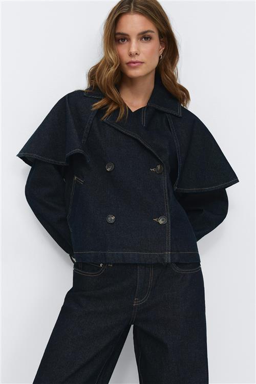 Gina Tricot - Cape denim trench - kapper - Blå - S - Dame