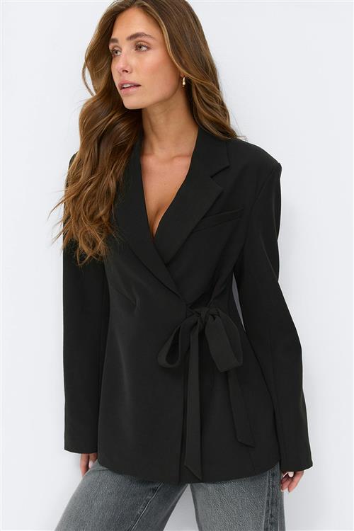 Gina Tricot - Tie blazer - Blazere - Sort - S - Dame