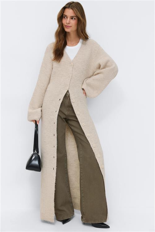 Gina Tricot - Knitted button down dress - Strikkjoler - Hvid - M - Dame