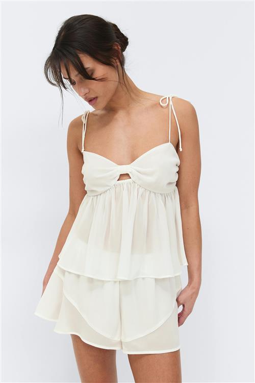 Gina Tricot - Chiffon loungewear shorts - Shorts - Hvid - L - Dame