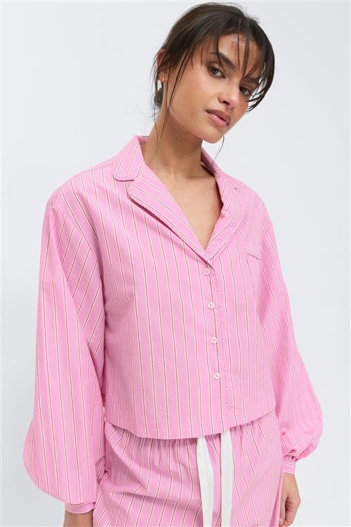 Gina Tricot - Poplin pyjamas shirt - pyjamasser - Lyserød - XS - Dame