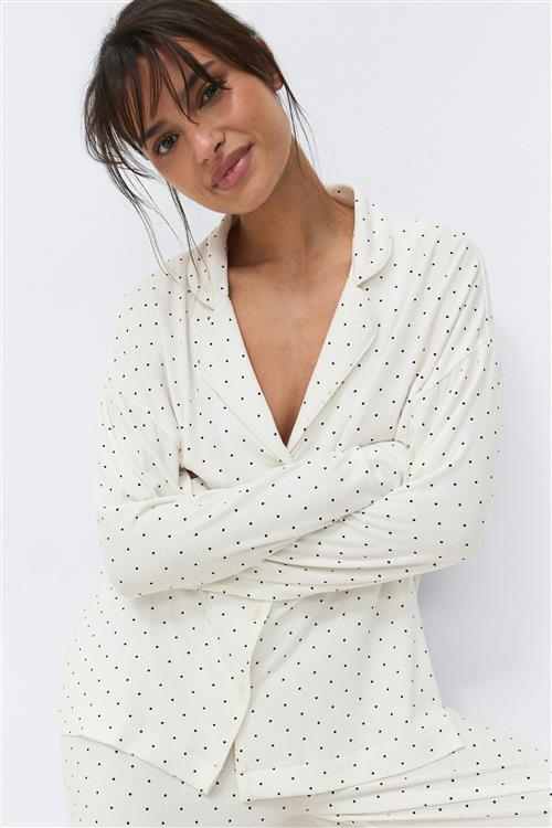 Gina Tricot - Soft pyjamas shirt - pyjamasser - Hvid - M - Dame