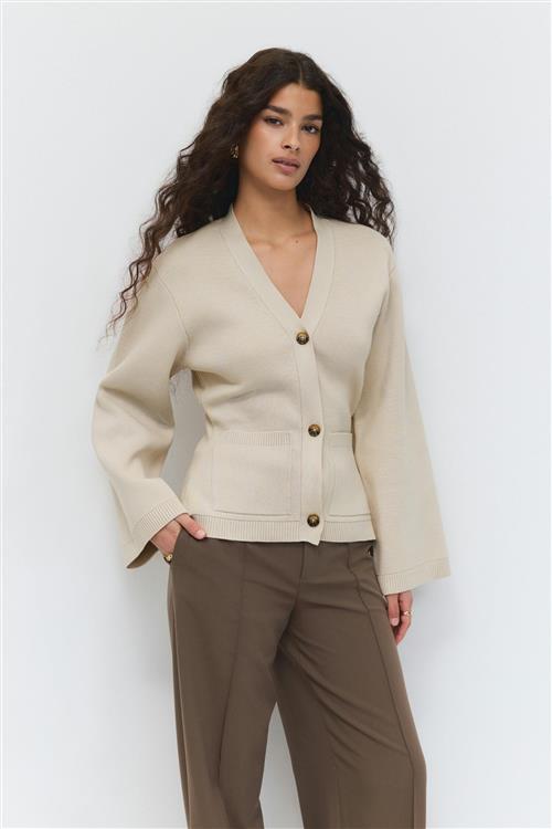 Gina Tricot - Knitted cotton cardigan - Cardigans - Beige - L - Dame