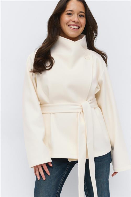 Gina Tricot - 14+ felt wrap jacket - jakke - Hvid - XXS - Dame