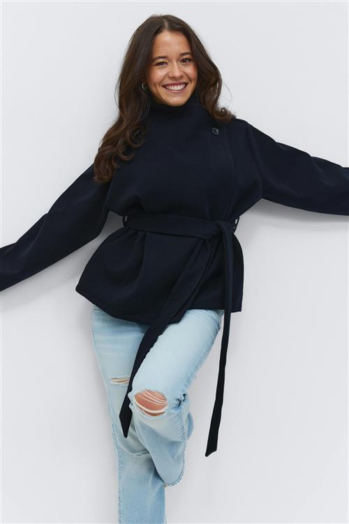 Gina Tricot - 14+ felt wrap jacket - jakke - Blå - S - Dame