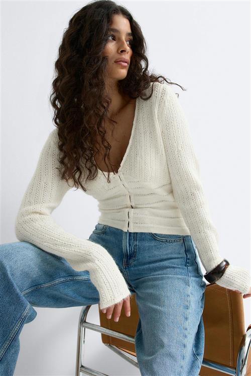 Gina Tricot - Knitted top - Striktrøjer - Hvid - XS - Dame