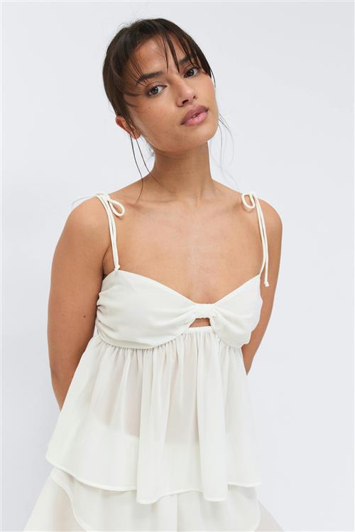 Gina Tricot - Chiffon loungewear singlet - Toppe uden ærmer - Hvid - L - Dame