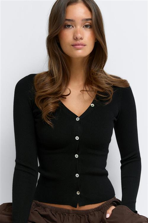 Gina Tricot - Knitted cardigan - Cardigans - Sort - L - Dame