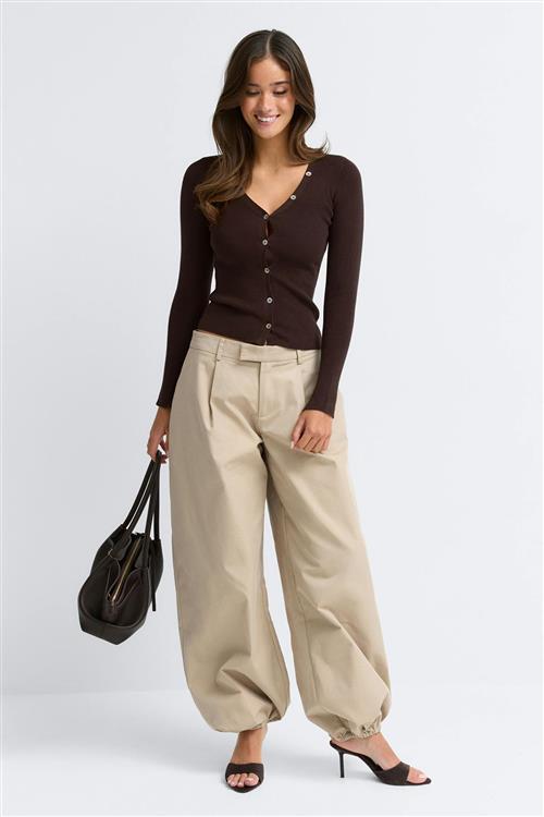 Gina Tricot - Knitted cardigan - Cardigans - Brun - M - Dame