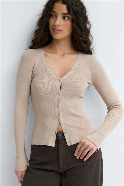 Gina Tricot - Knitted cardigan - Cardigans - Beige - S - Dame
