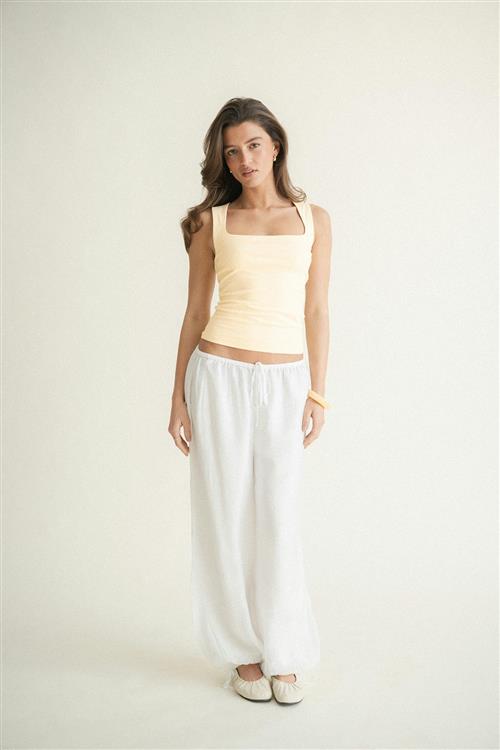 Gina Tricot - Square neck tank top - Tanktops - Gul - M - Dame