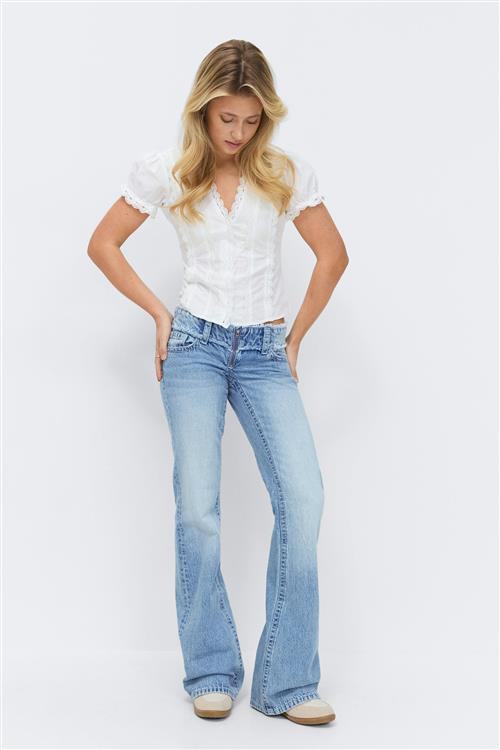 Gina Tricot - 14+ cut off loose jeans - loose jeans - Blå - S - Dame