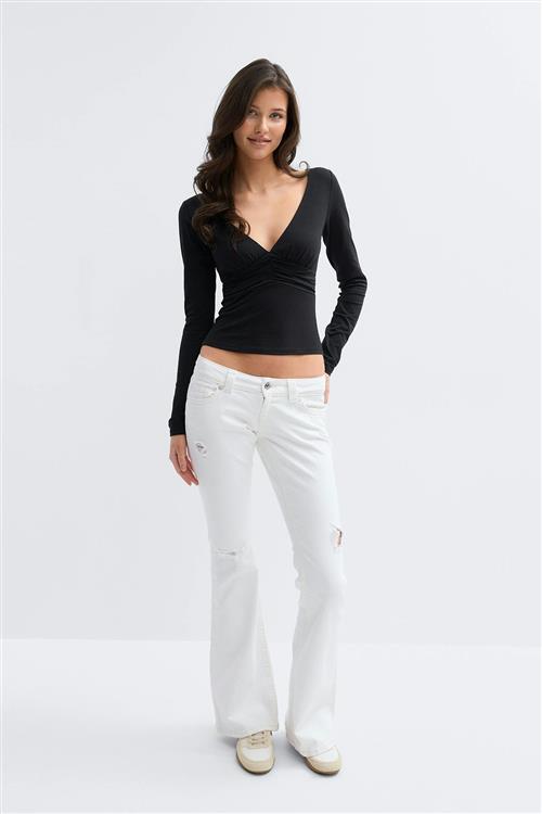 Gina Tricot - 14+ low rise flare jeans tall - tall jeans - Hvid - XS - Dame