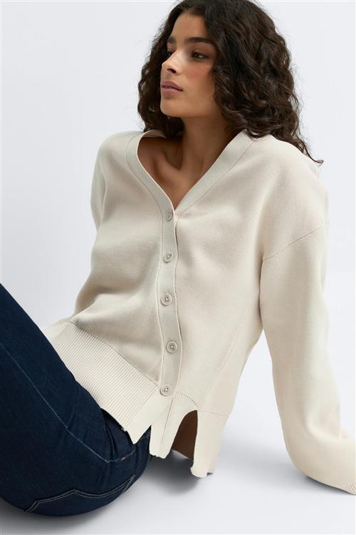 Gina Tricot - Asymmetric knitted cardigan - Cardigans - Beige - XS - Dame