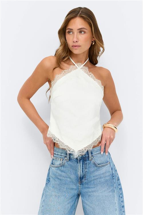 Gina Tricot - Satin singlet - Toppe uden ærmer - Hvid - L - Dame