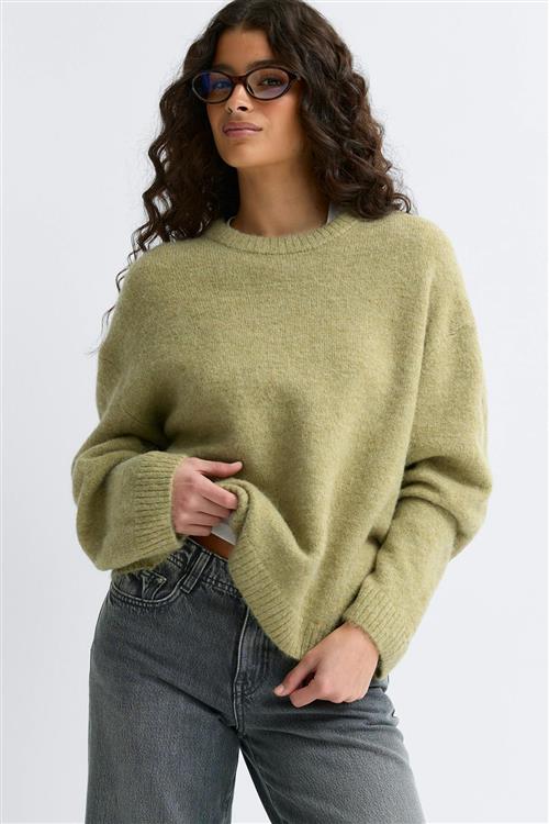Gina Tricot - Crew neck knitted sweater - Striktrøjer - Grøn - M - Dame
