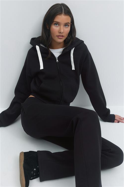 Gina Tricot - 14+ zip hoodie - Trøjer - Sort - L - Dame