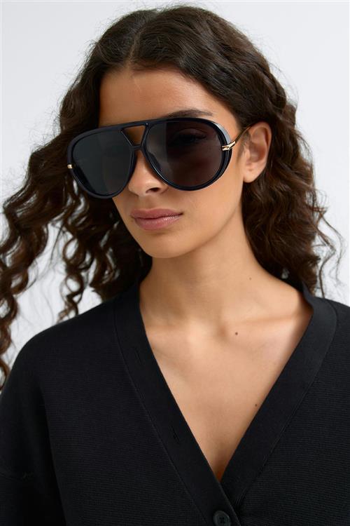 Gina Tricot - Bold aviator sunglasses - Solbriller - Sort - ONESIZE - Dame
