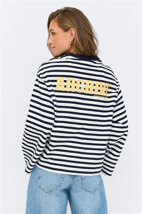 Gina Tricot - Stripe long sleeve tee - Langærmede toppe - Blå - XS - Dame
