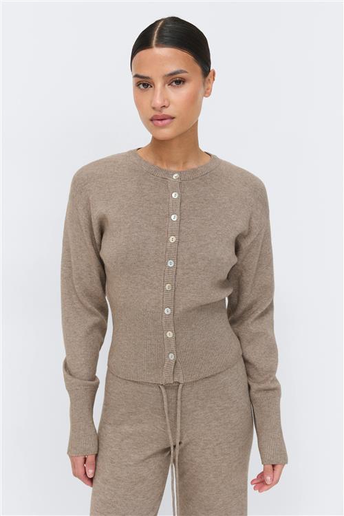 Gina Tricot - Knitted loungewear cardigan - Cardigans - Beige - XL - Dame