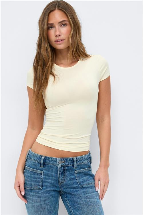 Gina Tricot - Slim fit top - t-shirts - Gul - XL - Dame