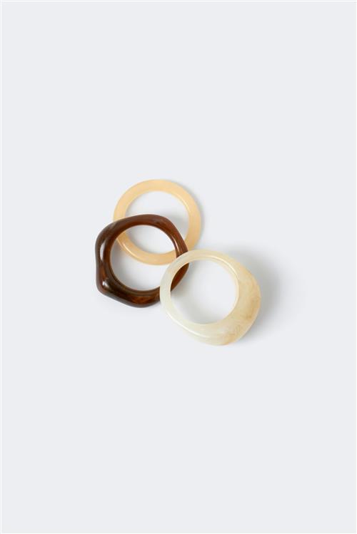 Gina Tricot - 3-pack rings - Ring - Hvid - S - Dame