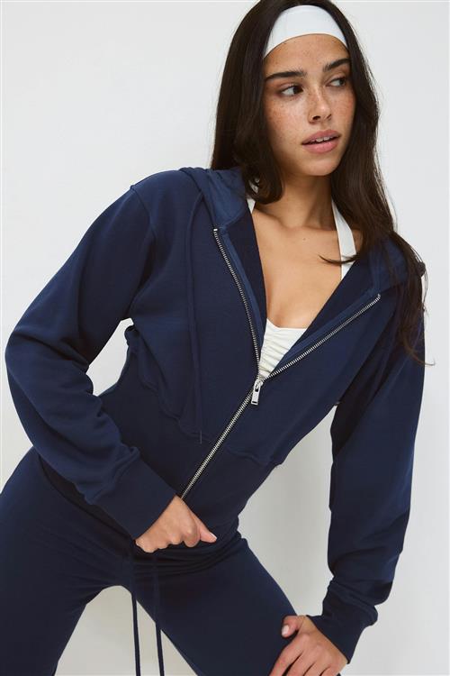 Gina Tricot - Slim fit zip hoodie - hoodies - Blå - S - Dame