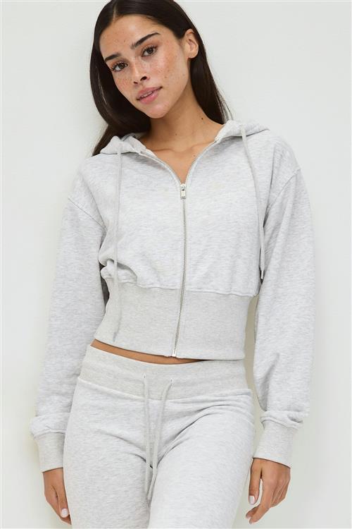 Gina Tricot - Slim fit zip hoodie - hoodies - Grå - M - Dame